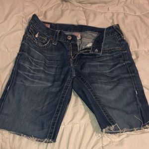 True Religion Blue Cut Shorts